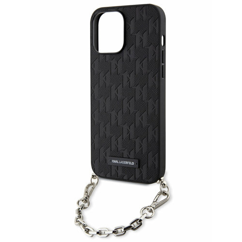 фото Lagerfeld для iphone 14 pro max чехол pu saffiano monogram + wrist chain hard black karl lagerfeld