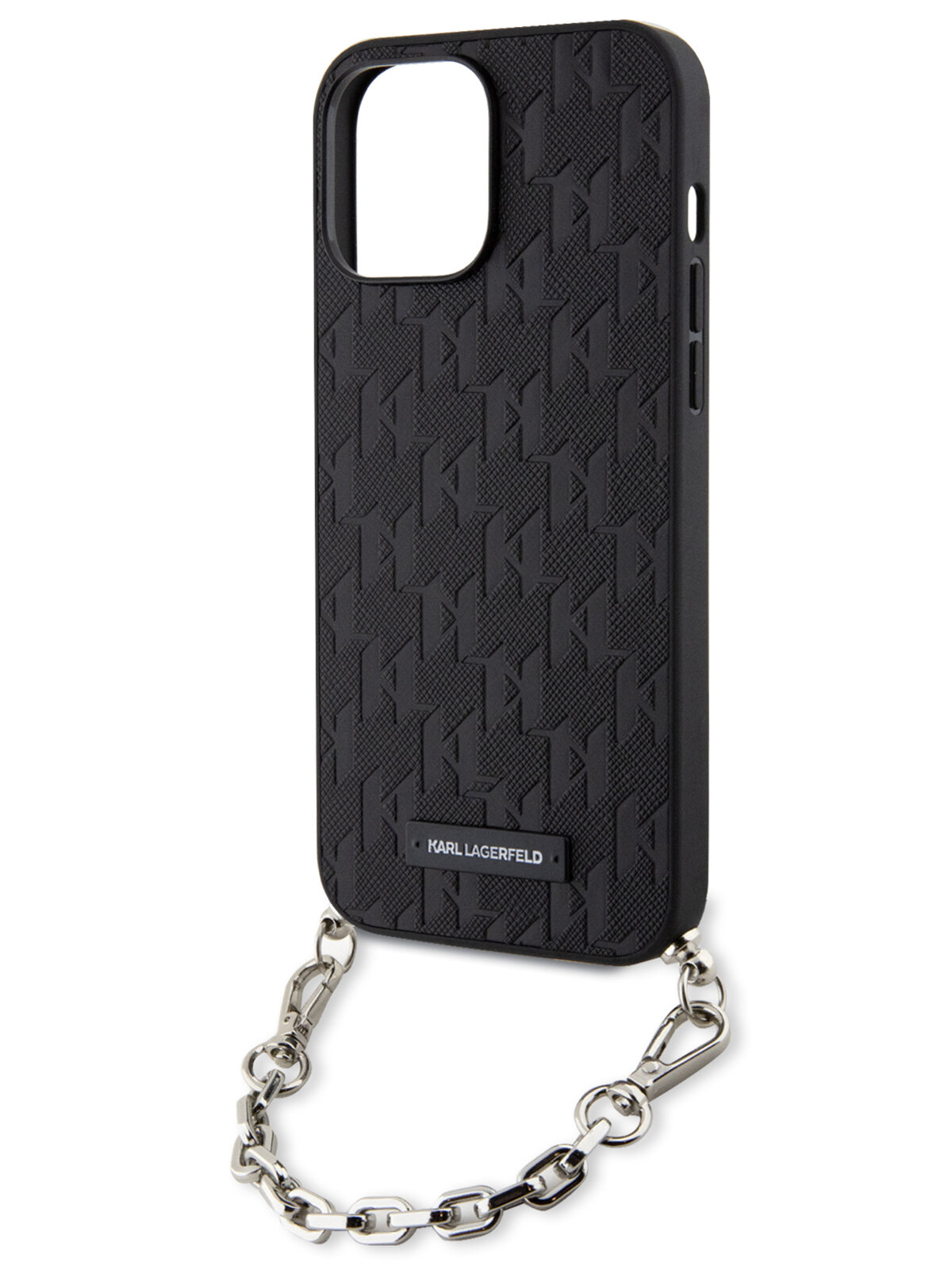 Lagerfeld для iPhone 14 Pro Max чехол PU Saffiano Monogram + Wrist chain Hard Black