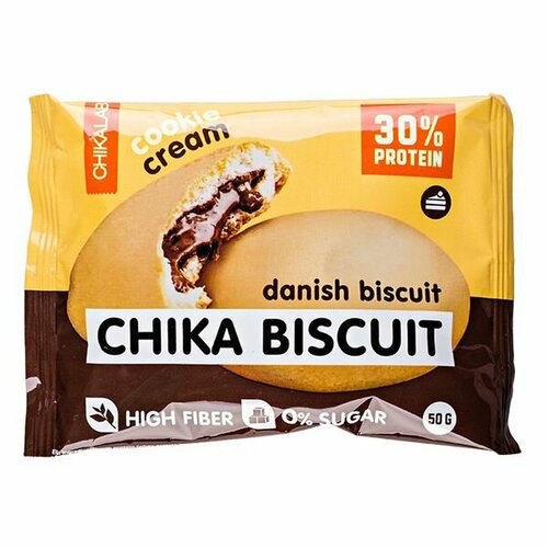 Протеиновый батончик Chikalab Бисквитное печенье Chika Biscuit 50 г, Датский бисквит протеиновое печенье chikalab chika biscuit 50 г бисквит капучино