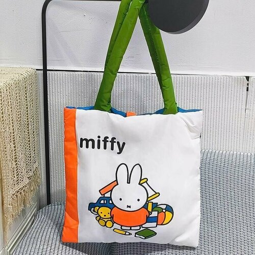 Сумка шоппер , фактура стеганая, синий, белый