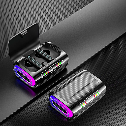 Беспроводные наушники TWS DX-02 Cенсорные Bluetooth наушники для смартфона Подсветка Зарядный кейс Черный 1857₽