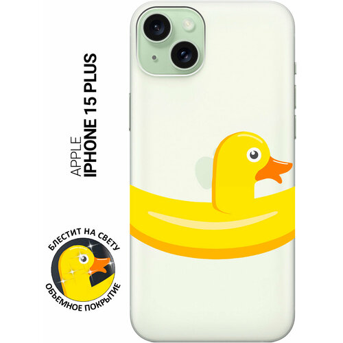 Силиконовый чехол на Apple iPhone 15 Plus / Эпл Айфон 15 Плюс с рисунком Duck Swim Ring силиконовый чехол на apple iphone 15 plus эпл айфон 15 плюс с рисунком duck swim ring