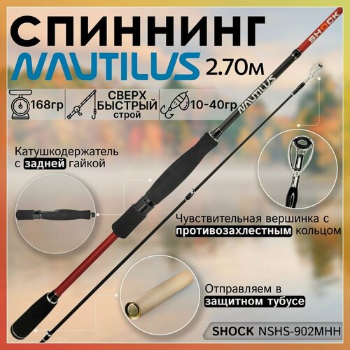 Изображение товара Спиннинг Nautilus SHOCK NSHS-902MHH 2.70м, тест 10-40гр, штекерный