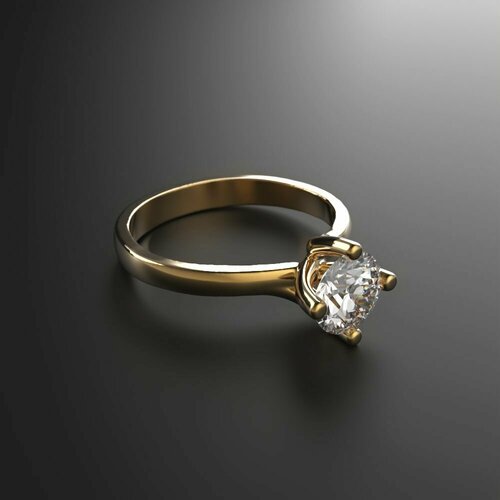 Кольцо помолвочное Constantine Filatov помолвочное кольцо с бриллиантом, желтое золото, 585 проба, бриллиант, размер 15.25, желтый