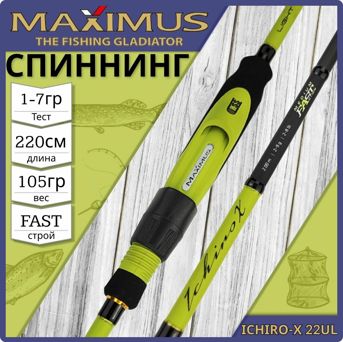 Спиннинг для рыбалки Maximus ICHIRO-X 22UL 2.2м, тест от 1 до 7гр