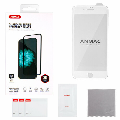 Защитное стекло iPh 7/8 plus 3D ANMAC белое защитное стекло interstep 3d full cover iphone 8 plus 7 plus белое c аппл