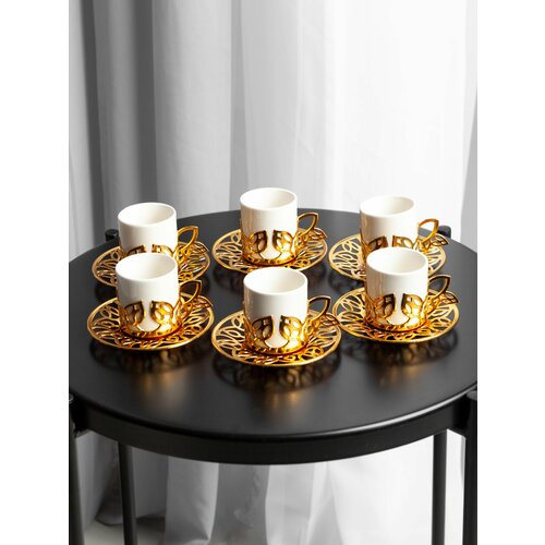 Турецкий кофейный набор белый от бренда Sena на 6 персон 12 предметов