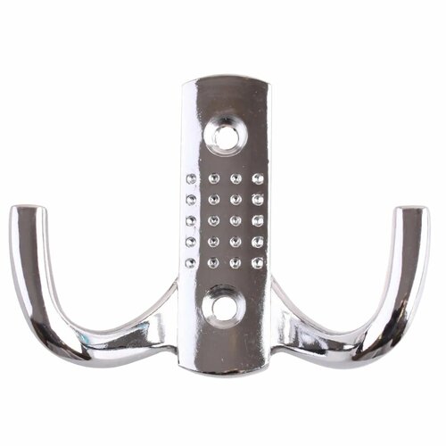 Крючок мебельный K204CP двойной, цинк/алюминий, цвет хром