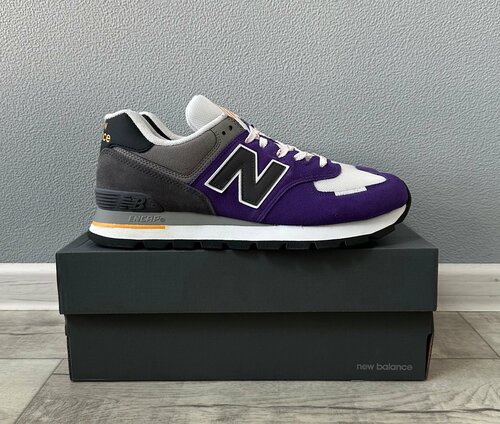 Кроссовки New Balance 574, полнота 10, размер 8.5US, фиолетовый, серый