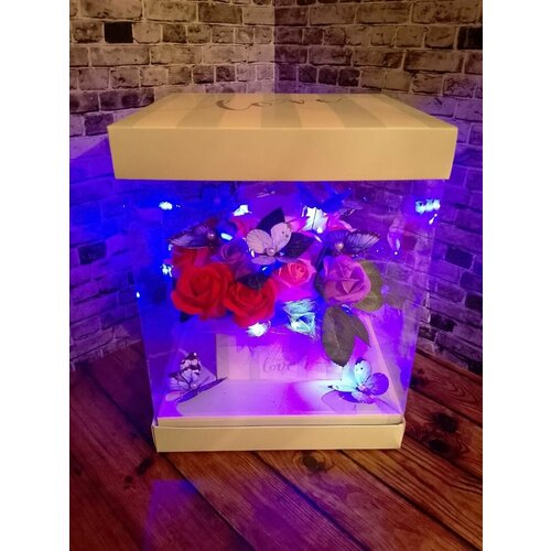 Мыльная композиция Ассорти в подарочной коробке со светодиодами композиция в коробке венера