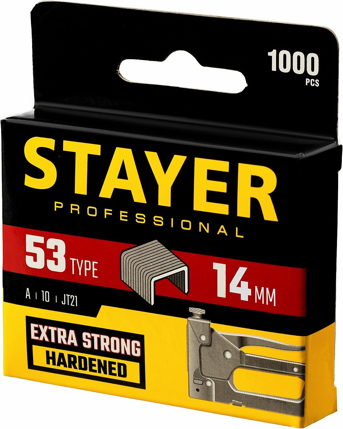 STAYER тип 53 (A/10/JT21) 14 мм, 1000 шт, калибр 23GA, скобы для степлера (3159-14)