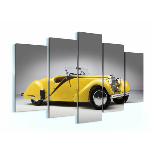 Модульная картина «Желтый автомобиль» 140х80 / Картина для интерьера / Модульная картина / Модульная картина на стену / Интерьерные картины