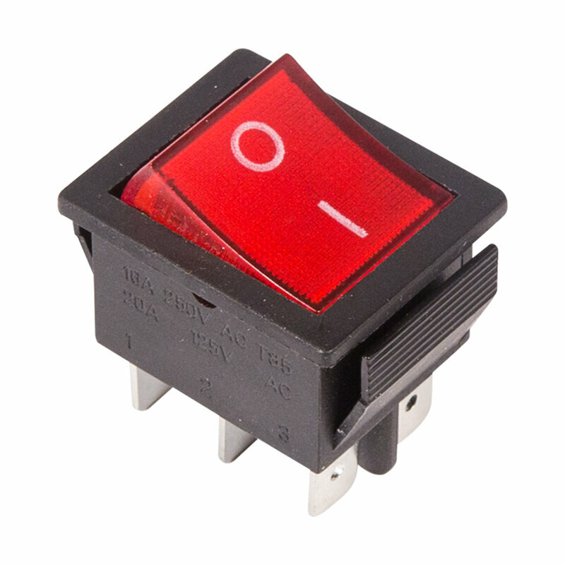 Выключатель клавишный 250V 15А (6с) ON-ON красный с подсветкой (RWB-506, SC-767) REXANT Индивидуал 1 шт арт. 36-2350-1
