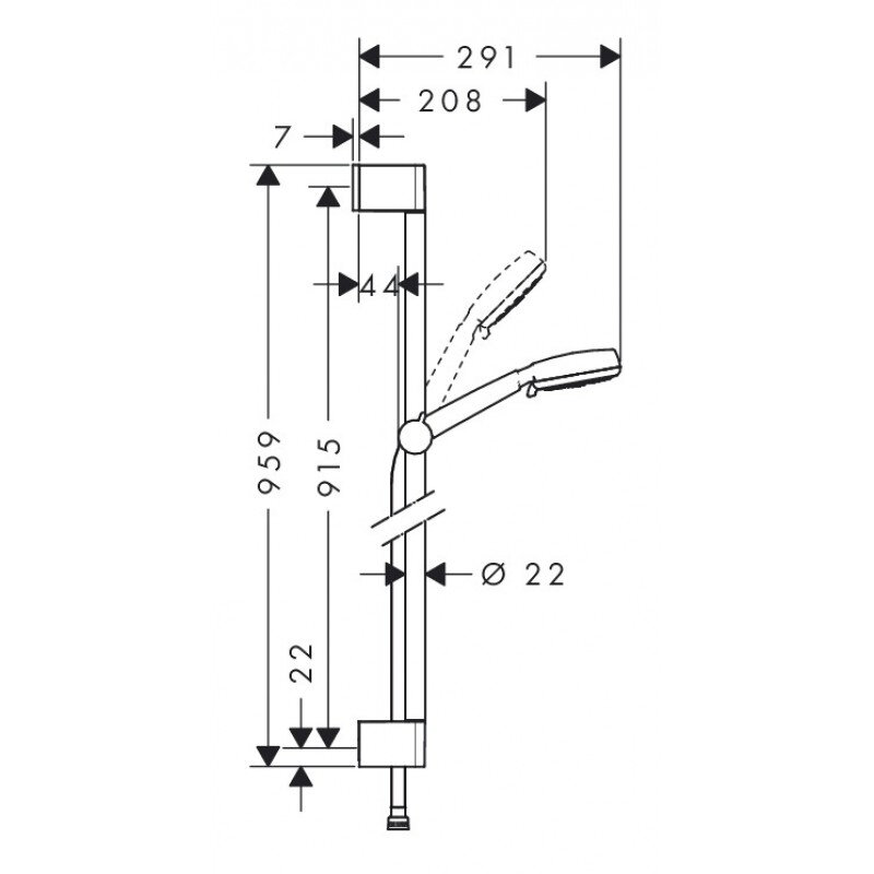 Crometta 100 Multi 26656400 Душевой комплект (штанга, держатель, шланг, лейка) Hansgrohe - фото №7