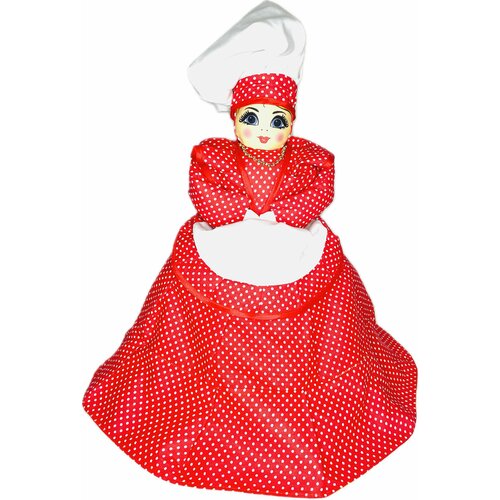Кукла-грелка на чайник Повариха в красном интерьерная кукла кабаниха повариха