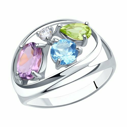 Кольцо Diamant, серебро, 925 проба, фианит, размер 18.5, белый подвеска diamant серебро 925 проба фианит аметист