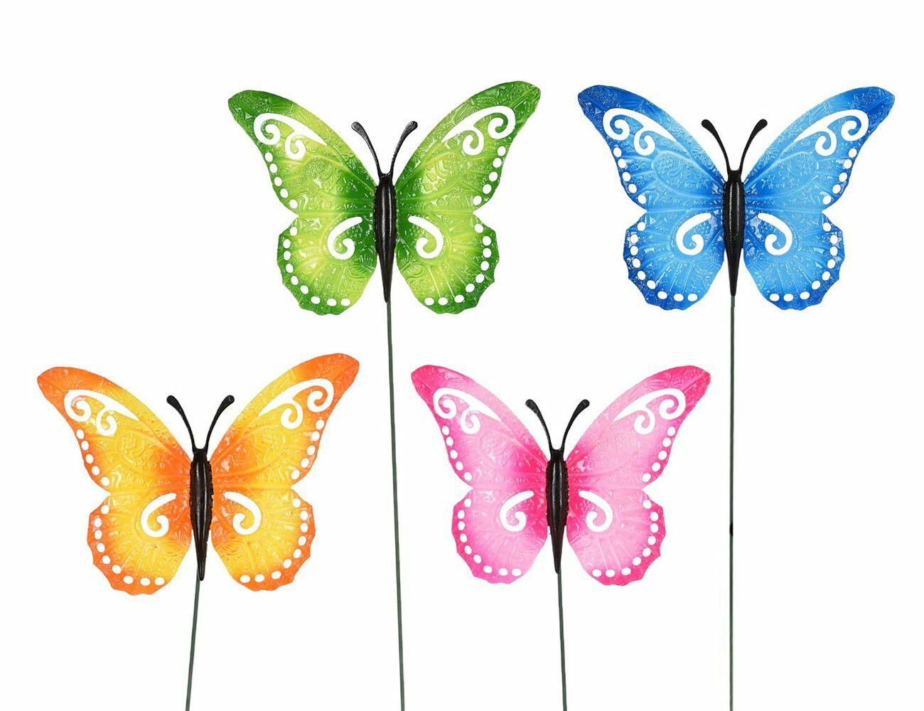 Набор садовых украшений-штекеров бабочки: разноцветный полёт, 69 см, 4 шт, Koopman International 557000960-набор