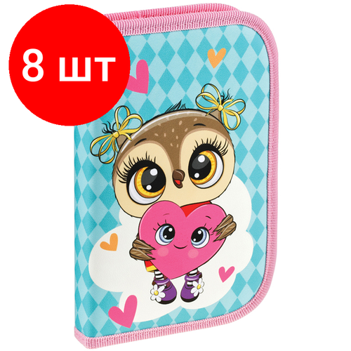 Комплект 8 шт, Пенал 1 отделение, 200*130 Мульти-Пульти Lovely Owl, доп. секция, ткань