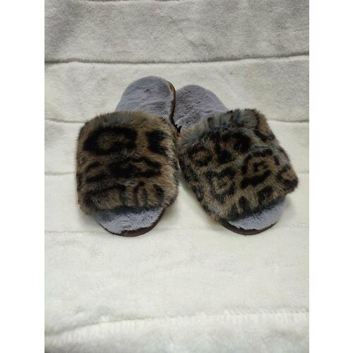 фото Тапочки original fur company, размер 39, серый, черный