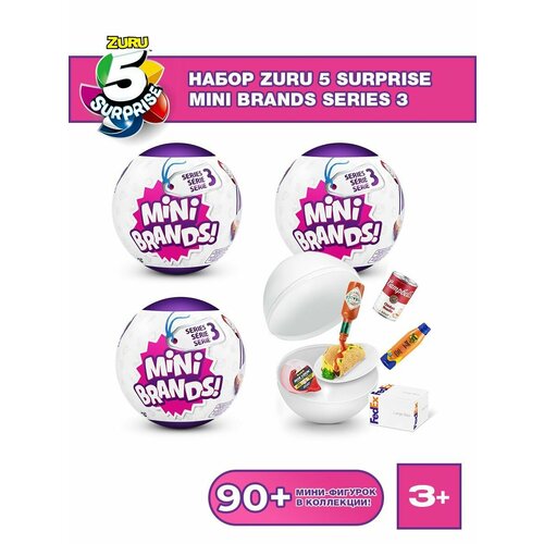 character mini lipgloss tabasco 1 5 ml cmk303 Игровой набор шар-сюрприз ZURU 5 SURPRISE Mini brands серия 3, 3 шара с аксессуарами, игрушки для девочек, 3+ 77484