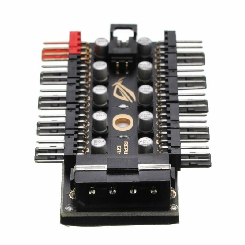 Разветвитель для вентиляторов. Хаб Asus Auros 3 4PIN PWM на 10 вентиляторов питание от Molex