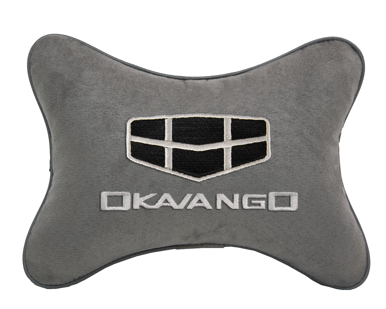 Подушка на подголовник алькантара L.Grey с логотипом автомобиля GEELY Okavango