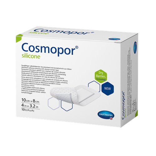 Повязка Космопор силикон/Cosmopor silicone на рану впитывающая пластырного типа 10 х 8 см 10 шт