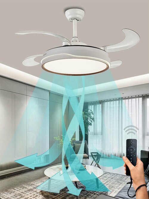 Люстра вентилятор подвесная светодиодная VertexHome VER-68226 с пультом д/у, для гостиной, кухни, спальни, детской комнаты