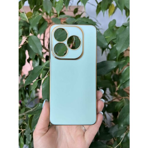 Силиконовый чехол xinli для Tecno Spark GO 2024 и Spark 20 и Spark 20C и Pop 8 / Техно Спарк ГО 2024 и Спарк 20 и Спарк 20С и Поп 8 (Бирюзовый) золотистый, бирюзовый