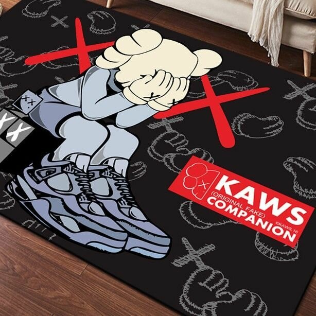 Ковер безворсовый KAWS/кавс 80x120см. Коврик универсальный противоскользящий