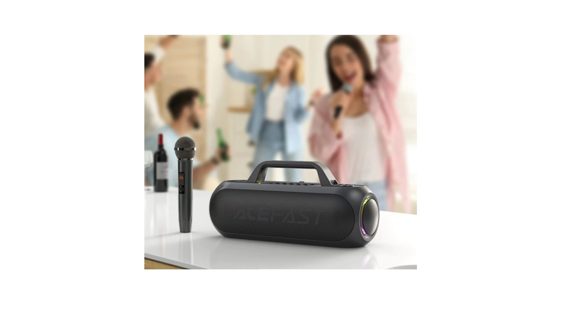 Караоке станция ACEFAST Portable Karaoke Speaker 200W 18000 mAh + 2 беспроводных микрофона Черный