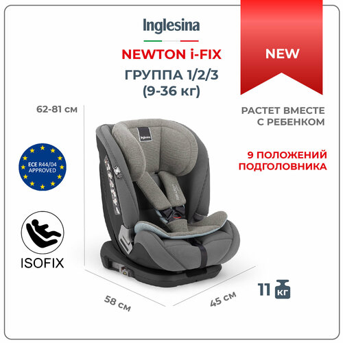 Автокресло Newton I-fix, группа 1 2 3, 9-36 кг цвет Stone Grey