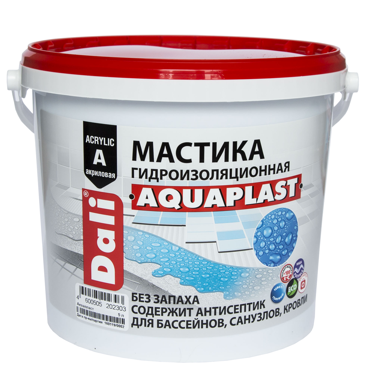 DALI AQUAPLAST / дали аквапласт мастика гидроизоляционная универсальная акриловая голубой 5 л