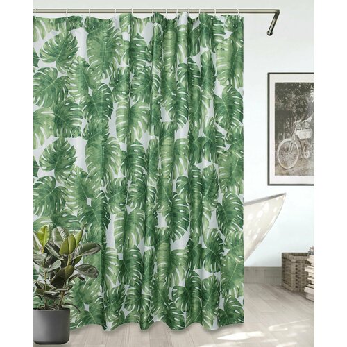 фото Штора для ванной bath plus 180*180 тканевая с водоотталкивающей пропиткой jungle palm