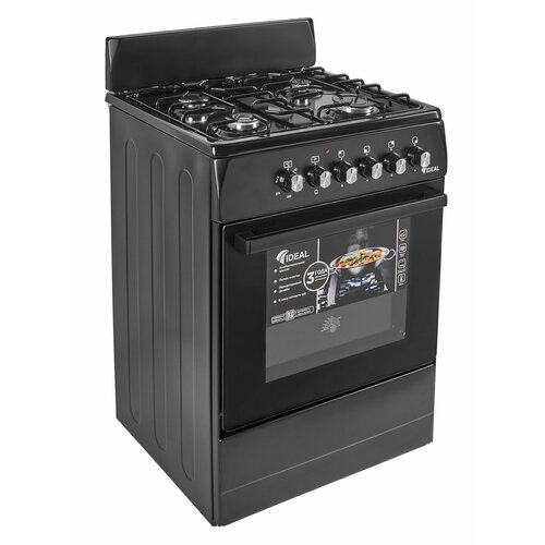 Комбинированная плита IDEAL L 110 ЭКО черная 60 см газовые конфорки электрическая духовка 2385200₽