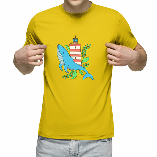 Футболка Us Basic, размер 2XL, желтый мужская футболка кит и маяк s серый меланж