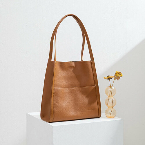 фото Сумка тоут кожа зернистая 2206-к, фактура зернистая, коричневый sn.style