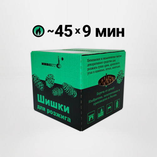 Шишки для розжига (2,7 л), Инвенто / Декоративное растопочное средство для камина, печки, мангала, костра, стартера, угля, дров