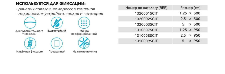 Изображение Пластырь медицинский разных форм и размеров на полимерной основе 1.25*500 прозрачный