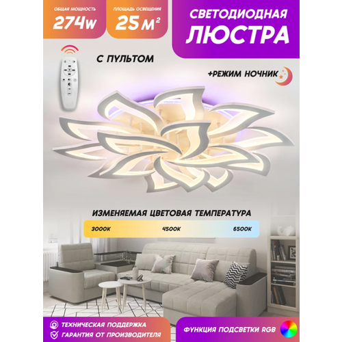 Потолочная светодиодная люстра, cветильник, ночник, с пультом Д/У, для кухни, спальни, гостинной, YA2410-15 WH