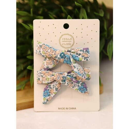 Набор заколок для волос Flower bows, blue, 2 шт. в наборе