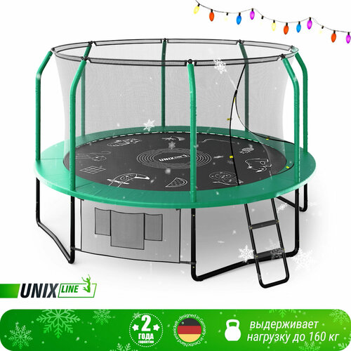 Каркасный батут Unix Line 12ft Supreme Game NEW 366х366х269 см , green баскетбольный щит для батута unix line supreme