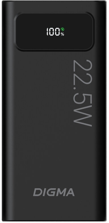 Внешний аккумулятор (Power Bank) Digma DGPF20A, 20000мAч, черный [dgpf20a22pbk] — фото 1
