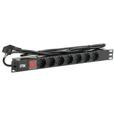 PH12-7D1-P ITK PDU 7 розеток DIN49440 (нем. cтанд.) с LED выключателем, 1U, шнур 2м вилка DIN49441 (нем. станд.), профиль из ПВХ, черный IEK - фото №20