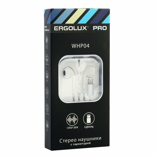 ERGOLUX ELX-WHP03-C01 (Наушники вкладыши с мик. проводные, Type-C, 1,2м, Белые, Коробка+бокс), цена за 1 шт.
