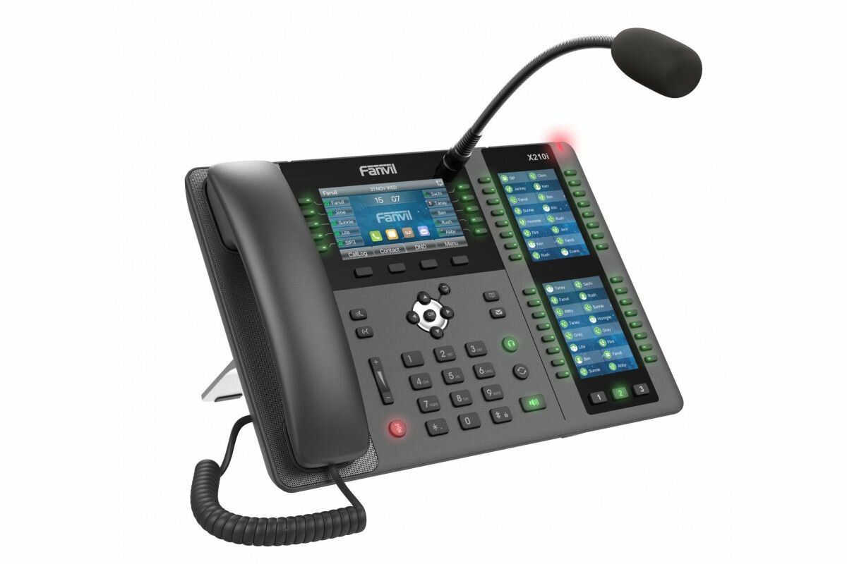 IP-телефон Fanvil X210i, 20 SIP аккаунта, цветной 4,3 дисплей 480x272, конференция на 3 абонента, поддержка POE, EHS.