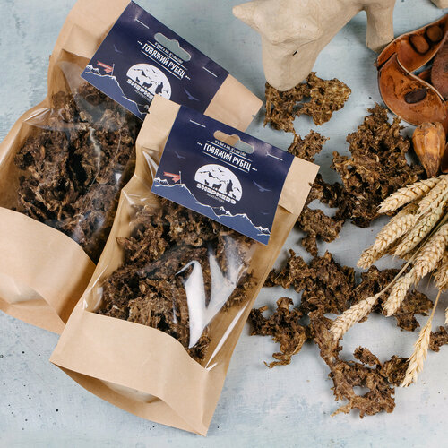 Рубец говяжий мелкорубленый 500гр, натуральное сушёное лакомство для собак.