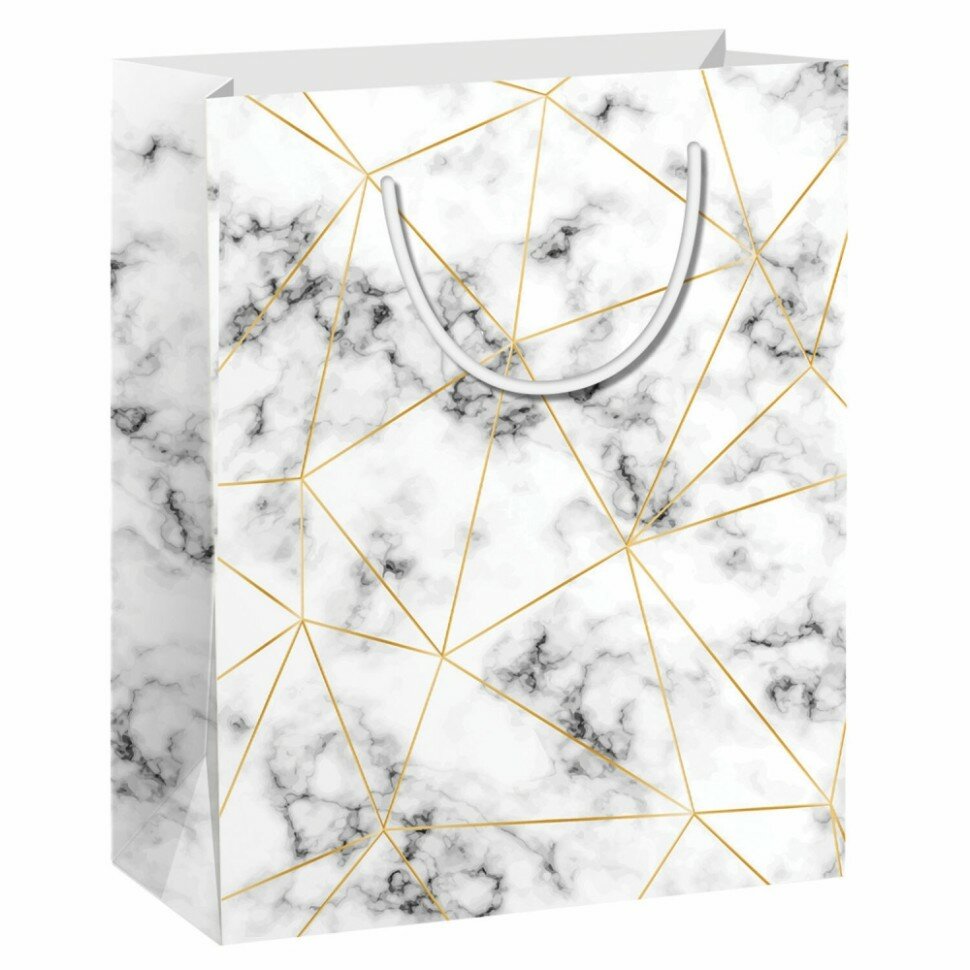 пакет подарочный ЗОЛОТАЯ СКАЗКА Golden Marble 26,5x12,7x33см - фото №4