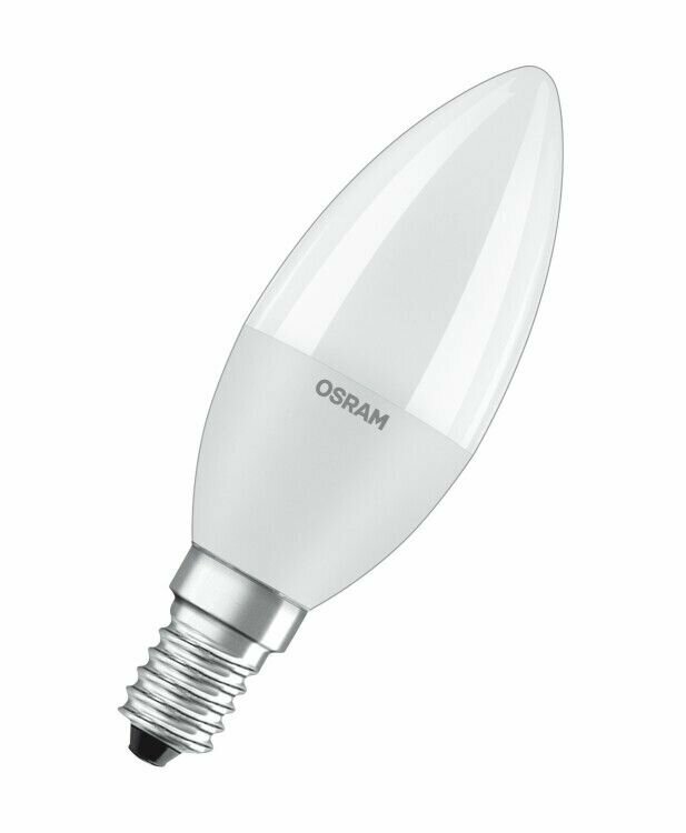Лампа светодиодная (LED) Свеча Е14 8Вт 806лм 3000К 230В матов. Osram