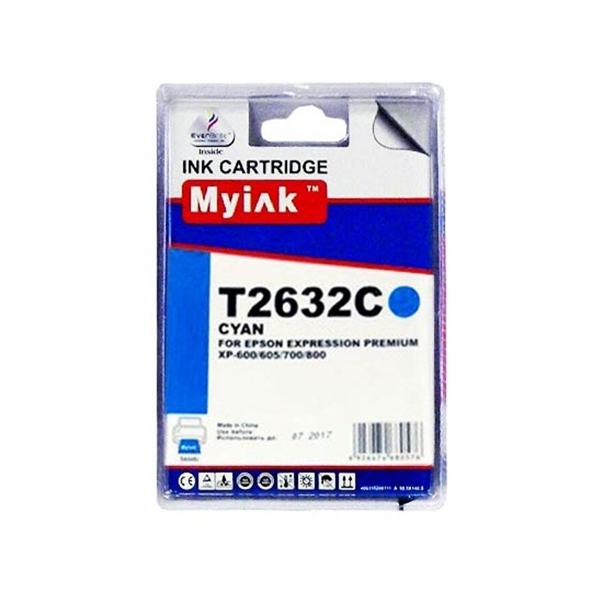 Картридж для (T2632) Epson Expression Premium XP-600/XP-605/XP-700/XP-800 Cyan (13,8ml, Dye) MyInk